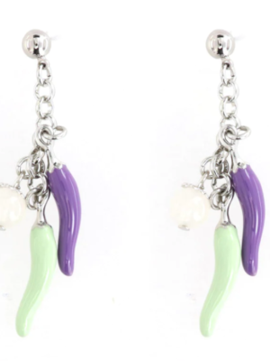 Orecchini Cornetto Viola e Verde