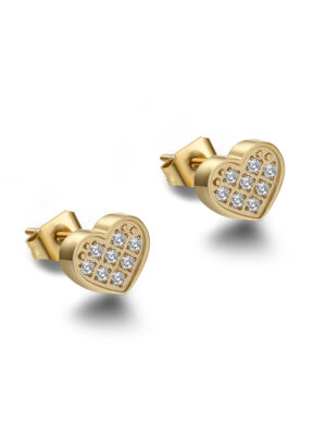 Orecchini Lobo Cuore Acciaio Pvd Oro