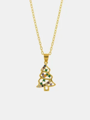 Collana in Argento 925 con albero di Natale impreziosito da zirconi multicolore