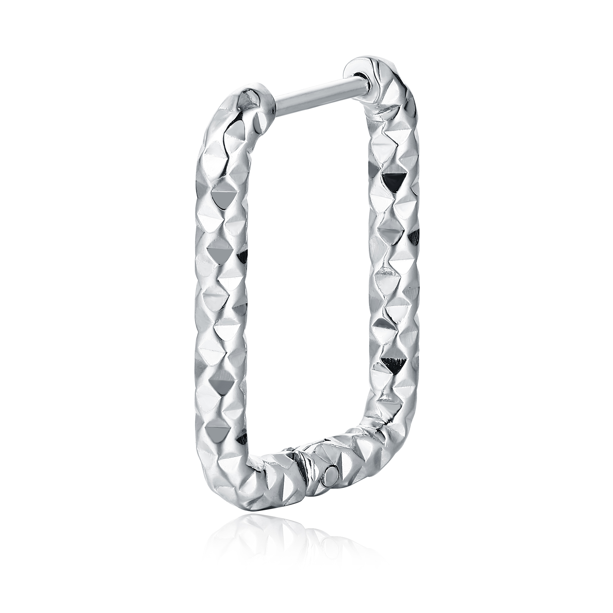 Orecchino Singolo Scattino Rettangolo Diamantato Acciaio