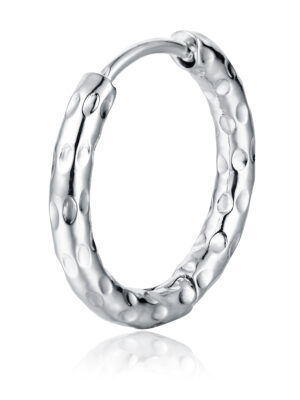 Orecchino Singolo Scattino Martellato Grande Acciaio