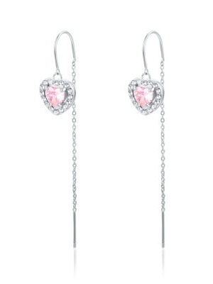 Orecchini Cuore Rosa Sali e scendi