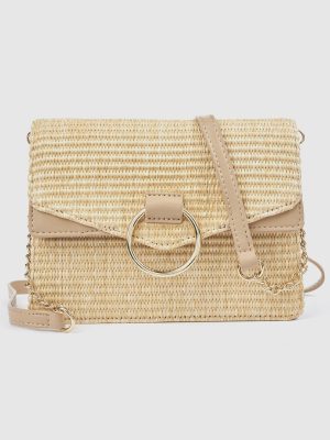 Borsa Verde Fashion con Pattina ed Effetto Paglia Intrecciata