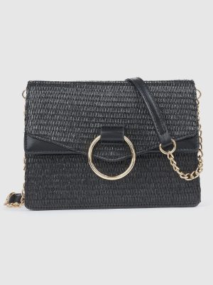 Borsa Verde Fashion con Pattina ed Effetto Paglia Intrecciata