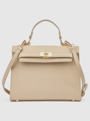 Borsa a Mano Verde Fashion in Similpelle Strutturata con Manico Rigido