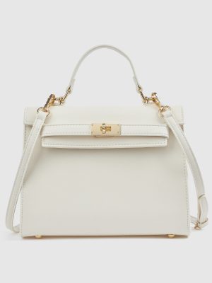 Borsa a Mano Verde Fashion in Similpelle Strutturata con Manico Rigido