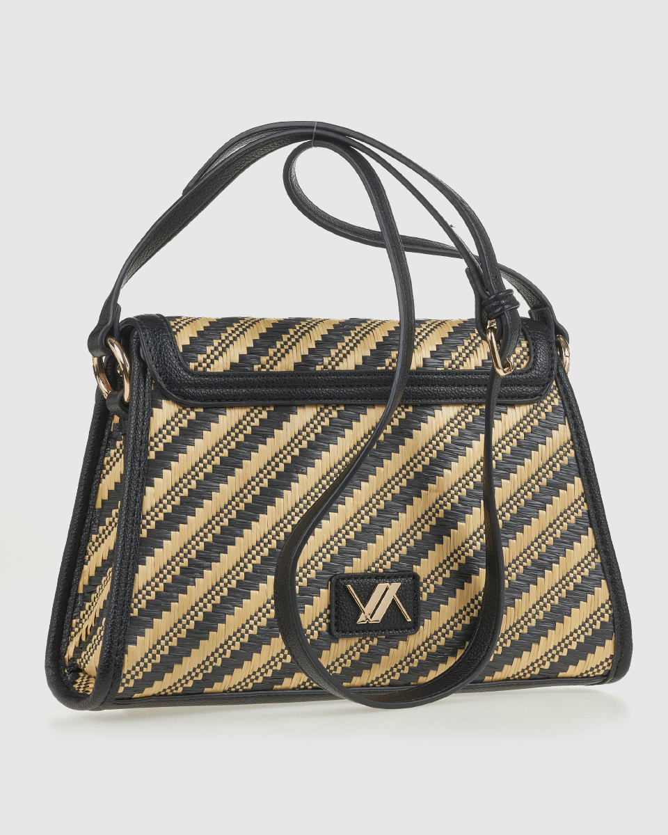 Borsa a spalla in rafia a righe intrecciate - Verde Fashion 4 16 0008356 4