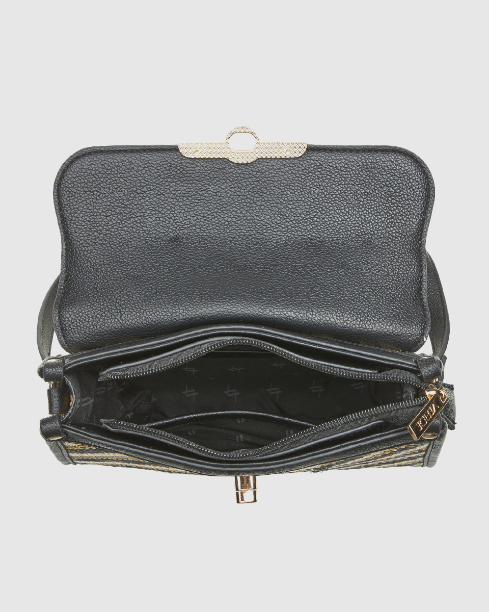 Borsa a spalla in rafia a righe intrecciate - Verde Fashion 5 16 0008356 7