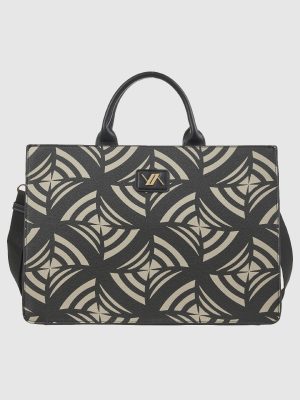 Borsa tote in ecopelle stampa geometrica - Verde Fashion